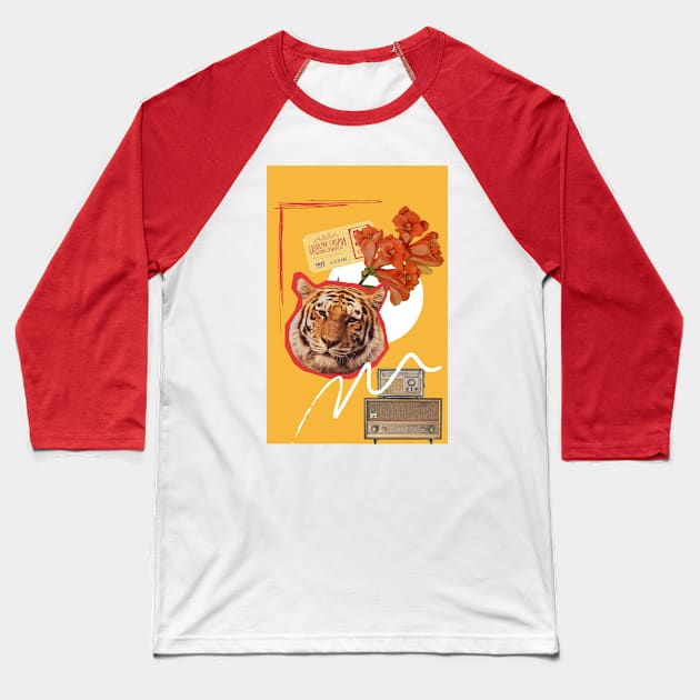 TIGER Collage Baseball T-Shirt by cultureNart